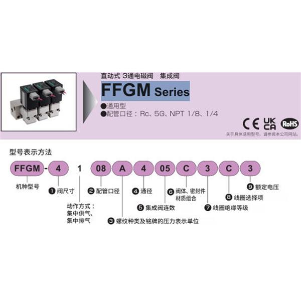CKD喜開理多種流體直動式3通電磁閥集成閥FFGM-3100DS02A3A1