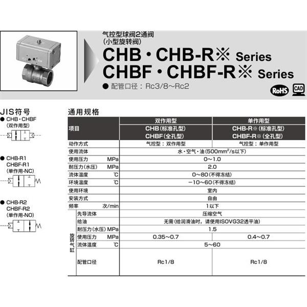 CKD喜開理氣控式球閥2?3通CHB-R2-10-E