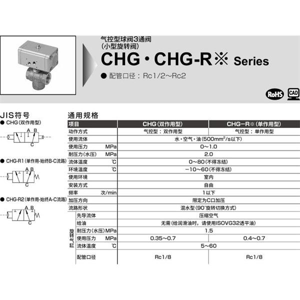 CKD喜開理氣控式球閥2?3通CHG-50-N-W