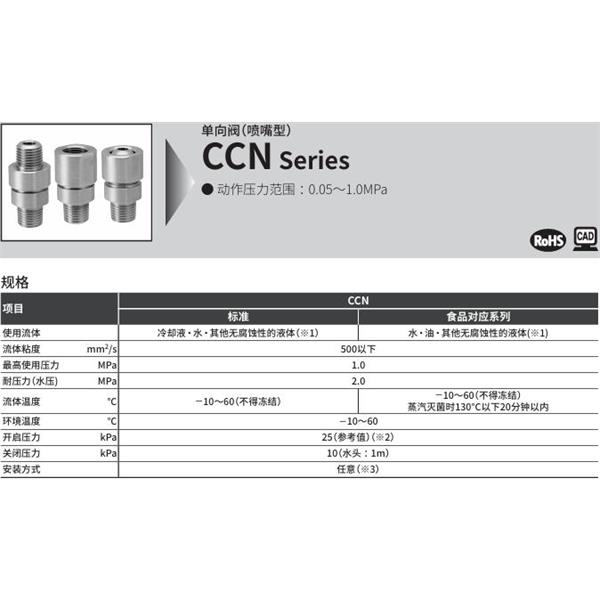 CKD喜開(kāi)理單向閥（噴嘴型）CCN-08F-A